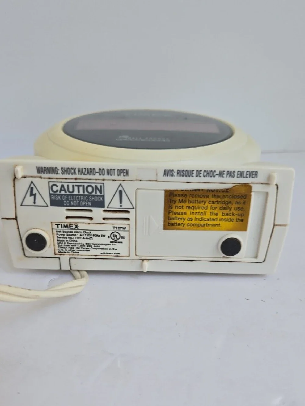 Vtg Sunbeam Electric Alarm Clock Lighted Dial And Timex Bell Sounds T127 White